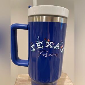 Texas Forever 40 Oz. Tumbler Cup From HEB NEW Blue Flowers Metal Insulated Drink